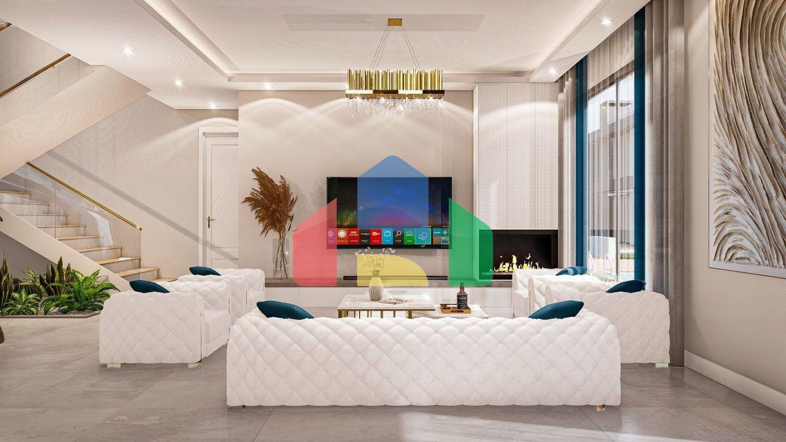 Вилла 4+1 (293 м2) с  собственным участком земли в 1 километре от моря