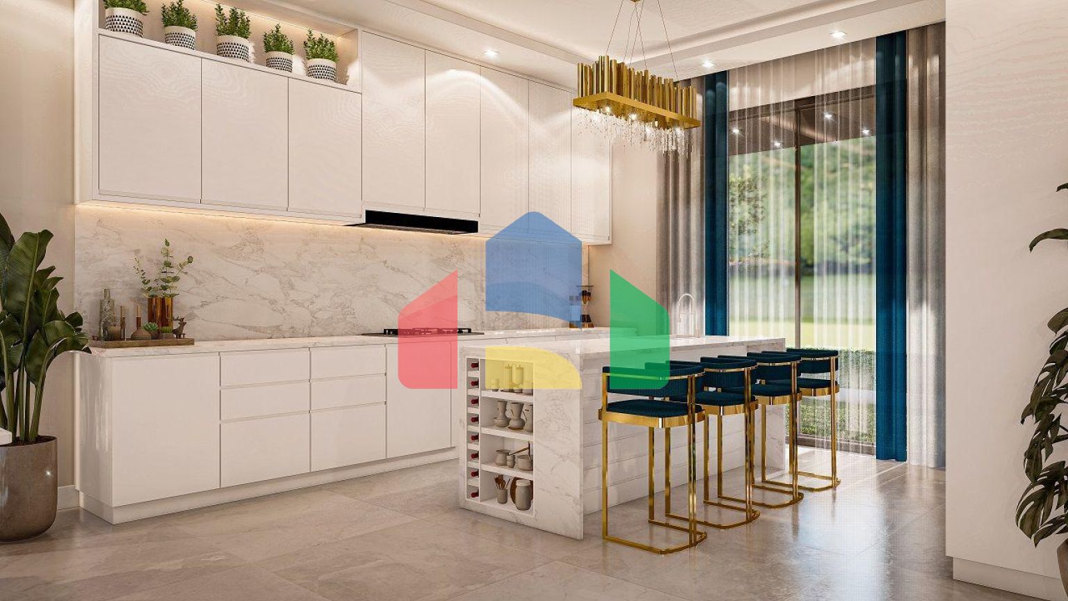 Вилла 4+1 (293 м2) с  собственным участком земли в 1 километре от моря