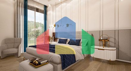 Вилла 4+1 (293 м2) с  собственным участком земли в 1 километре от моря