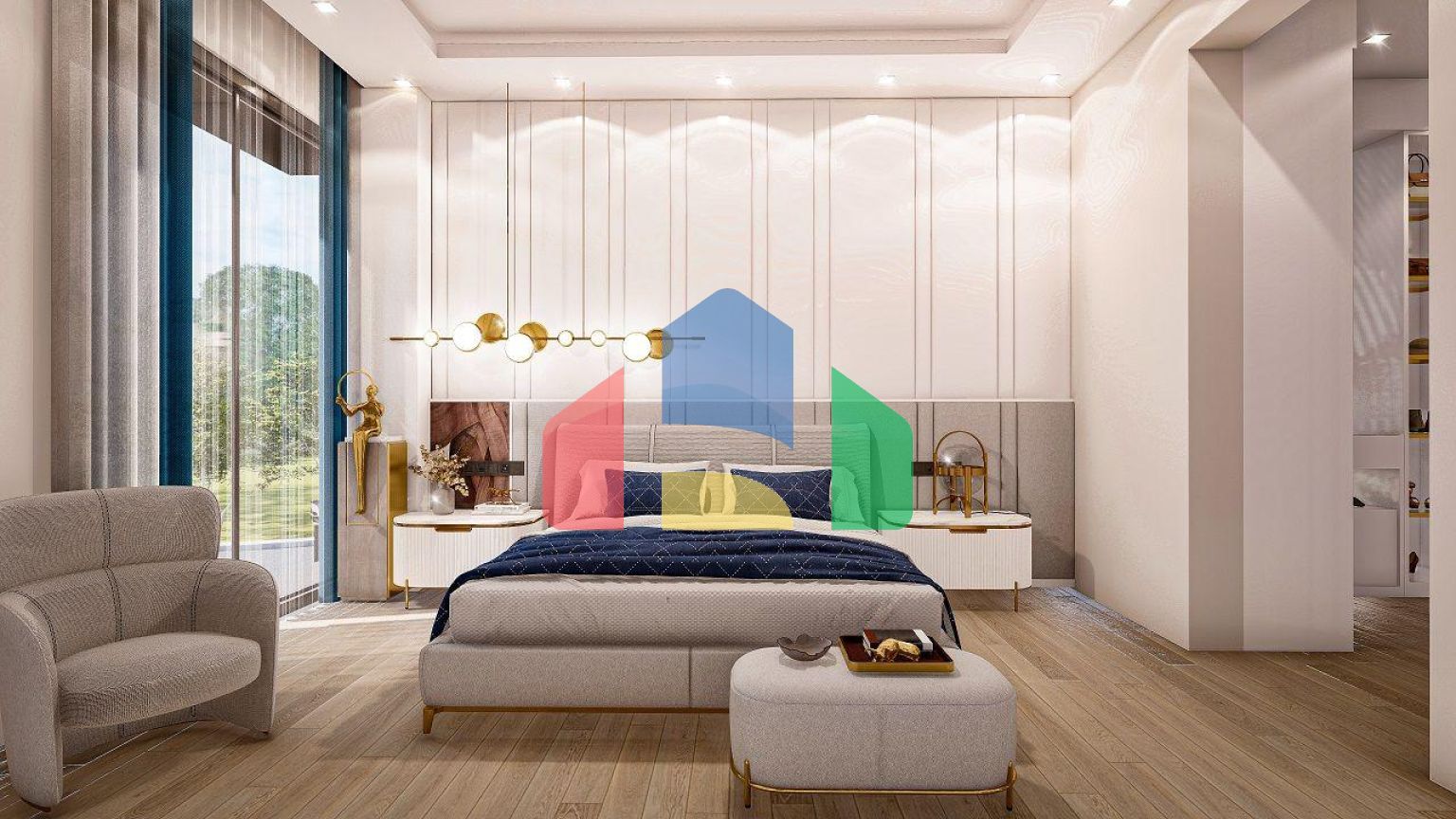 Вилла 4+1 (293 м2) с  собственным участком земли в 1 километре от моря