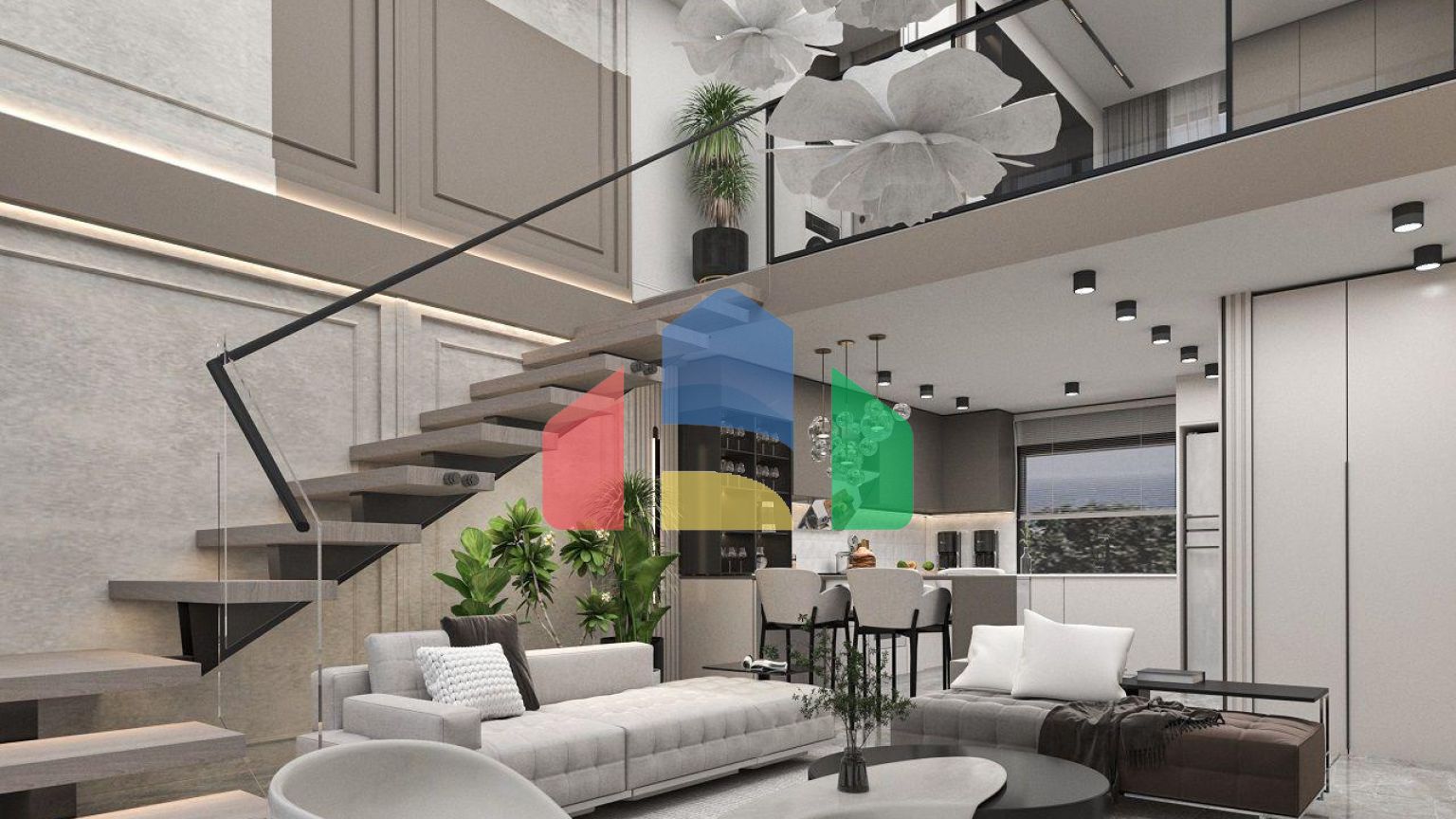 Квартира 1+1 Loft 63 м2 с террасой 10 м2 и садом 22 м2 в Татлысу