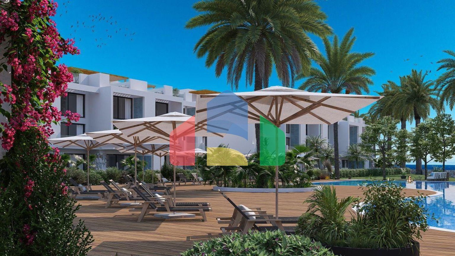 Бунгало 3+1 (125 м2) c двумя террасами в красивом комплексе в Татлысу