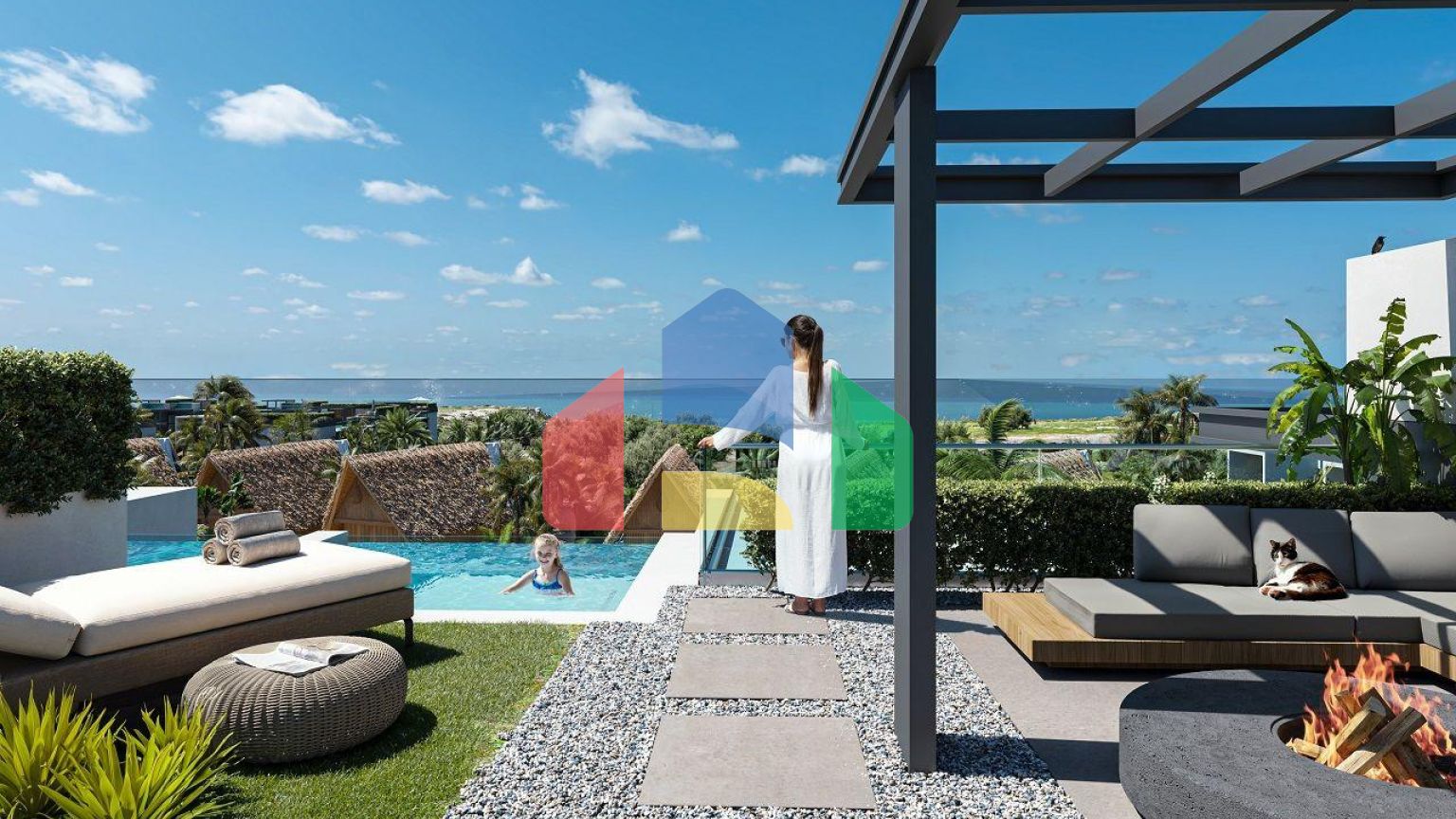 Студия Penthouse 37 м2 с частным бассейном 15  м2 в новом комплексе