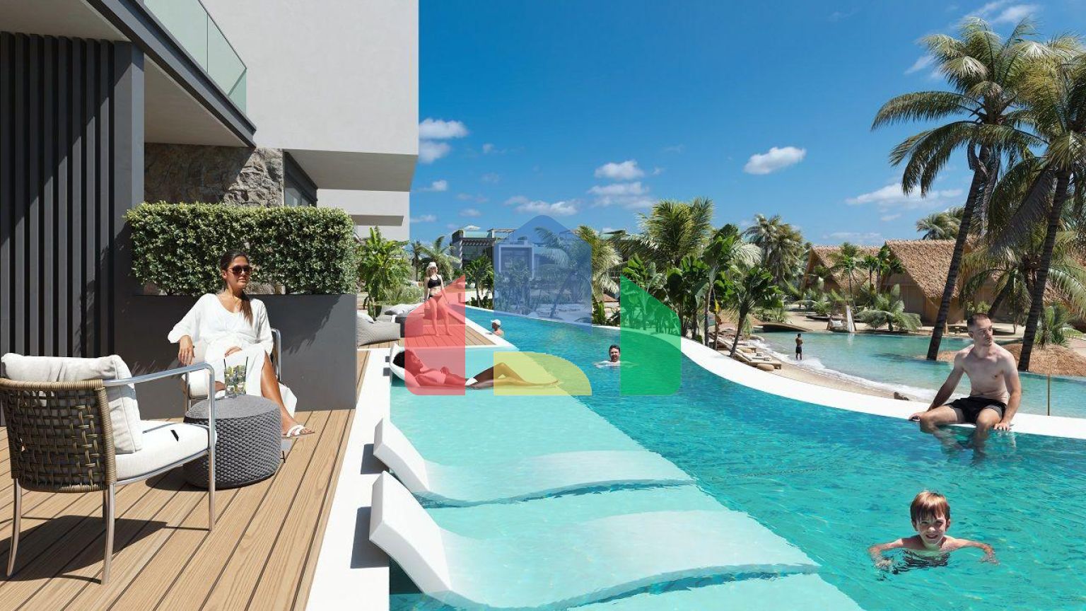 Студия Penthouse 37 м2 с частным бассейном 15  м2 в новом комплексе