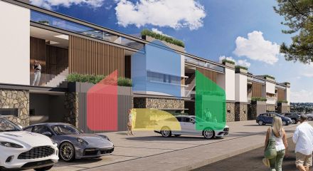 One-bedroom apartment 37 m2 with mezzanine, terrace and swimming pool in a new complex in Esentepe