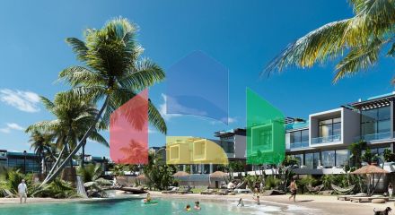 One-bedroom apartment 37 m2 with mezzanine, terrace and swimming pool in a new complex in Esentepe