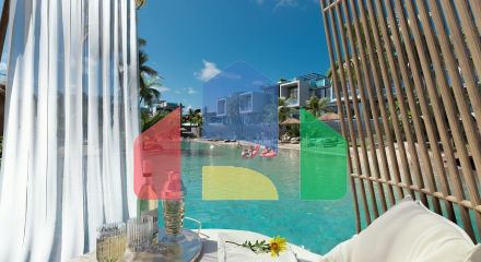 One-bedroom apartment 37 m2 with mezzanine, terrace and swimming pool in a new complex in Esentepe