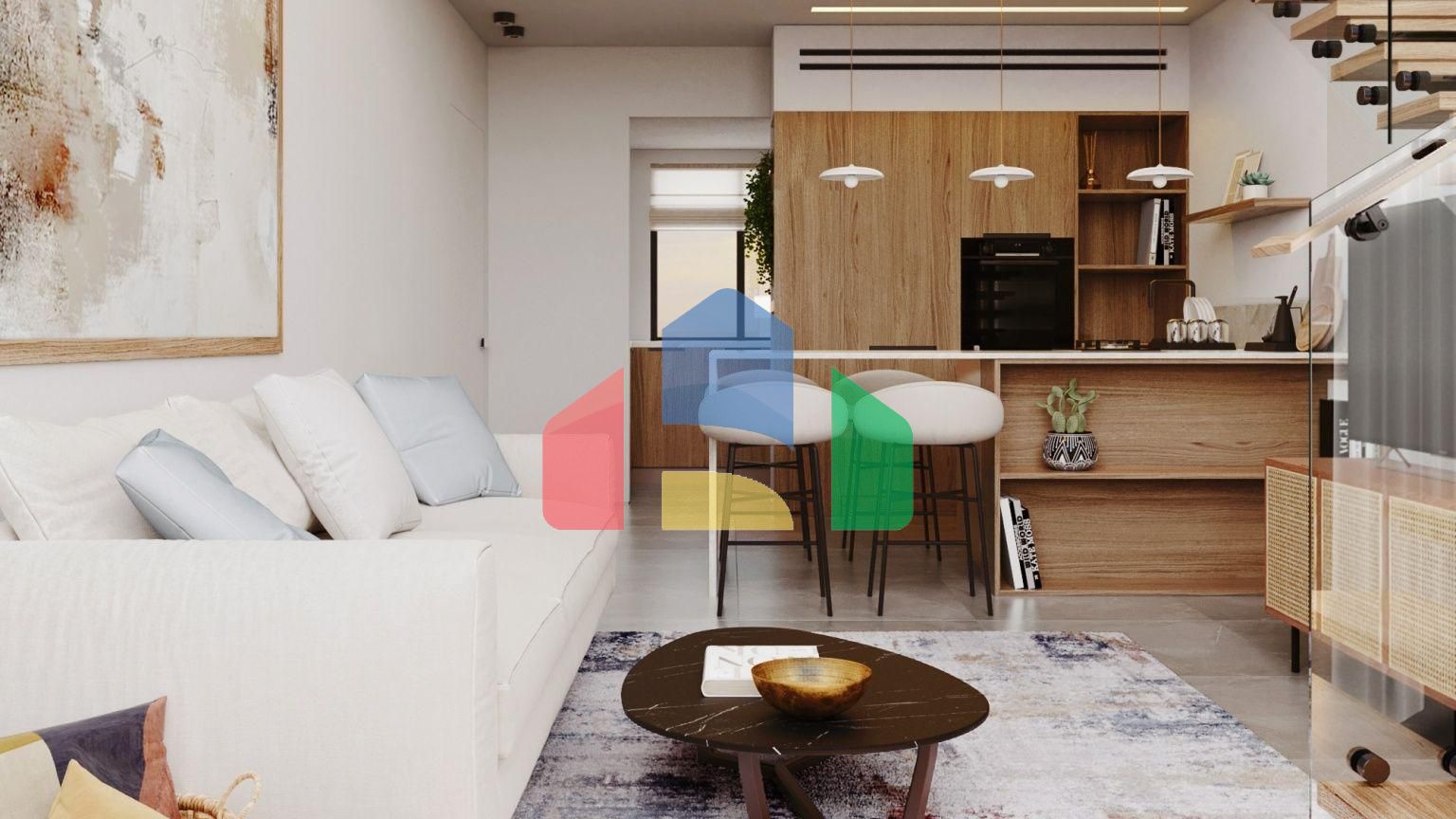 Двухкомнатная квартира 37 м2 с мезонином, террасой и бассейном в новом комплексе в Эсентепе