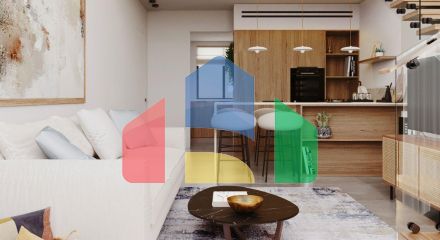 Двухкомнатная квартира 37 м2 с мезонином, террасой и бассейном в новом комплексе в Эсентепе