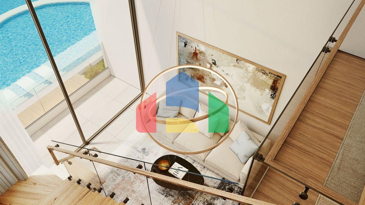 Двухкомнатная квартира 37 м2 с мезонином, террасой и бассейном в новом комплексе в Эсентепе