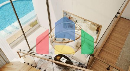 Двухкомнатная квартира 37 м2 с мезонином, террасой и бассейном в новом комплексе в Эсентепе