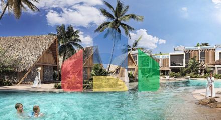 Bungalow 35 m2 with a mezzanine, a terrace and a private island pool in a new complex