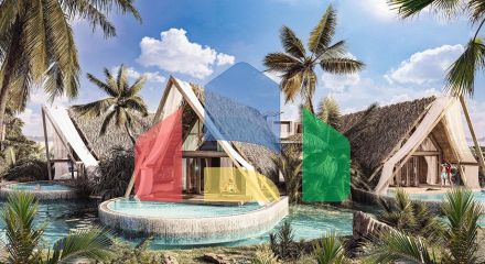 Bungalow 35 m2 with a mezzanine, a terrace and a private island pool in a new complex