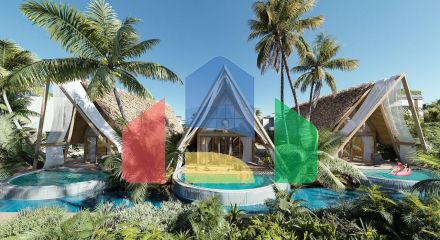 Bungalow 35 m2 with a mezzanine, a terrace and a private island pool in a new complex