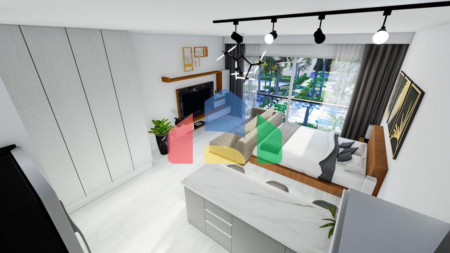 Студия Penthouse 38 м2 в новом комплексе в 600 метрах от пляжа в Искеле