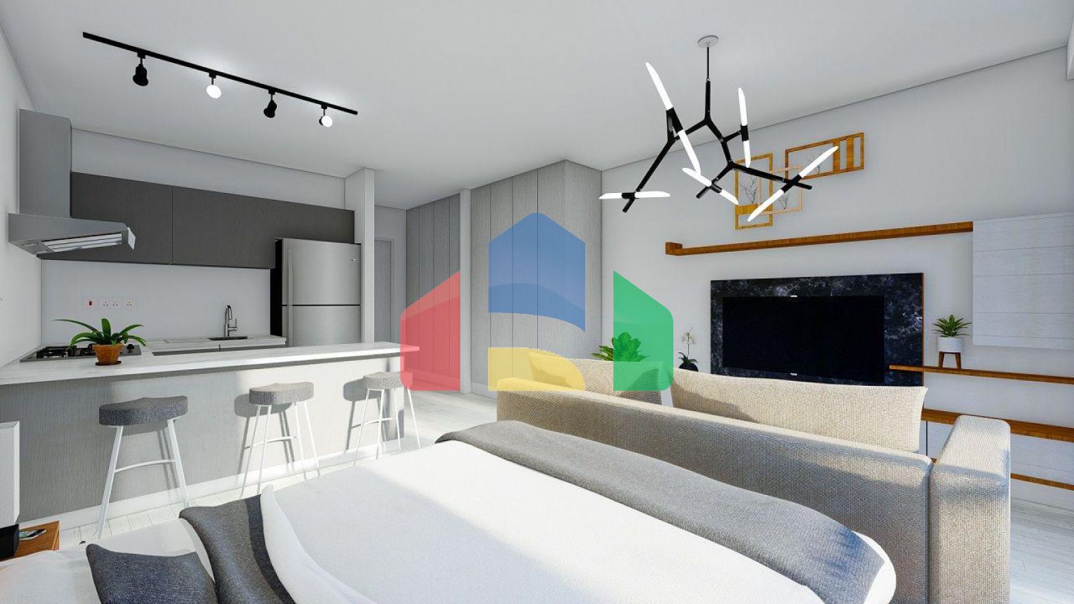 Студия Penthouse 38 м2 в новом комплексе в 600 метрах от пляжа в Искеле