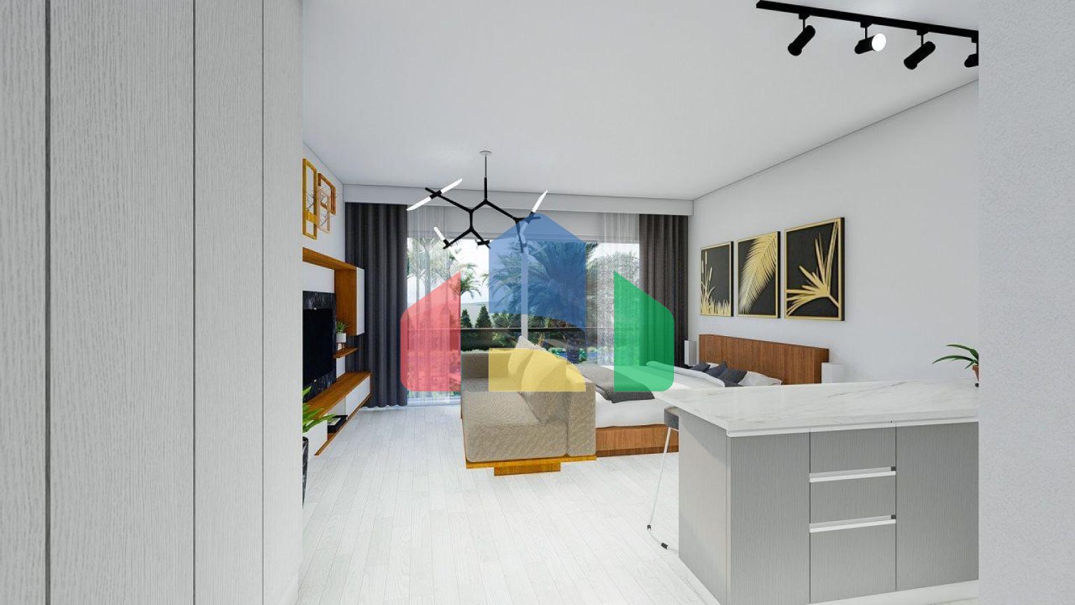 Студия Penthouse 38 м2 в новом комплексе в 600 метрах от пляжа в Искеле