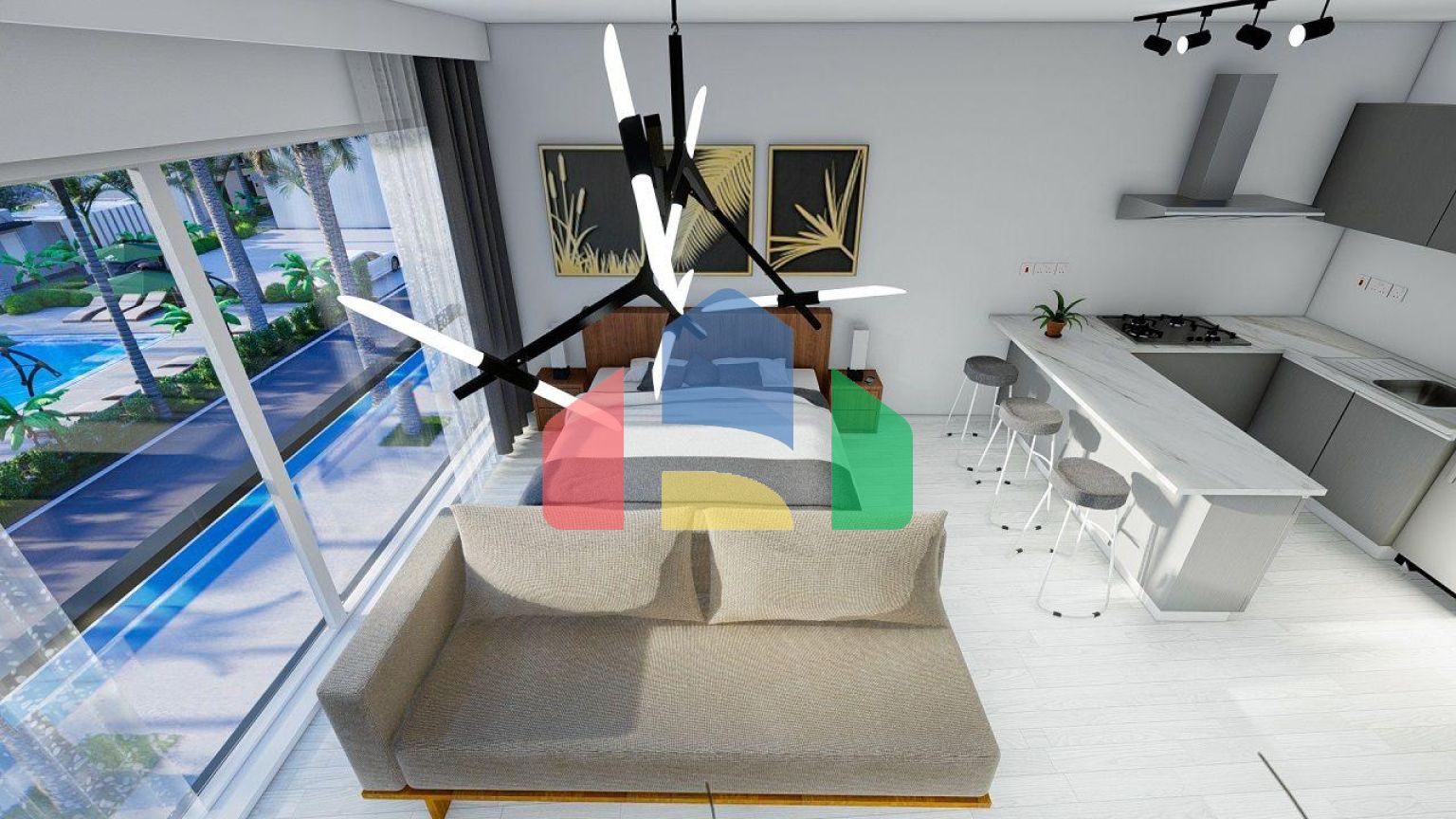 Студия Penthouse 38 м2 в новом комплексе в 600 метрах от пляжа в Искеле