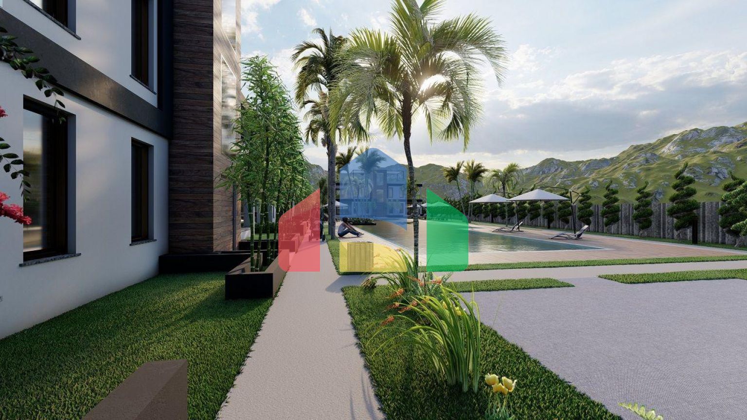 Квартира 2+1 (80 м2) с садом в новом комплексе в Боазе