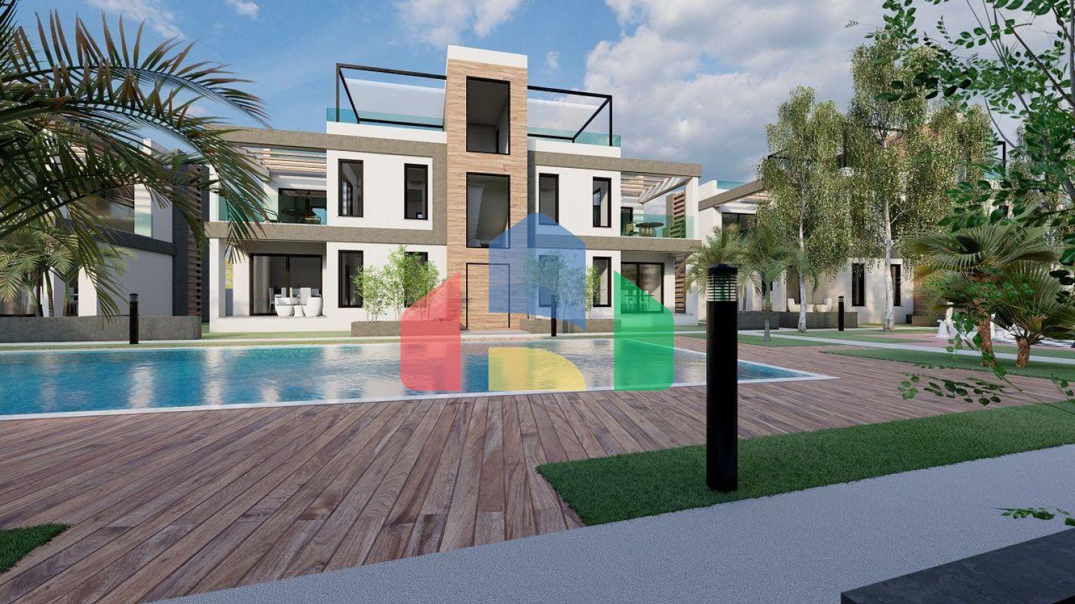 Квартира 2+1 (80 м2) с садом в новом комплексе в Боазе