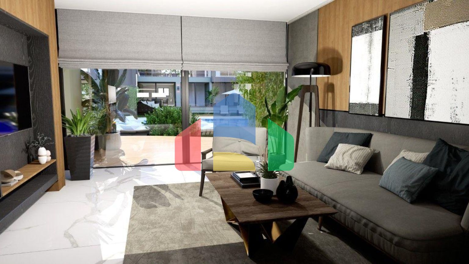 Квартира 2+1 (90 м2) с террасой (25 м2) в красивом комплексе в Искеле