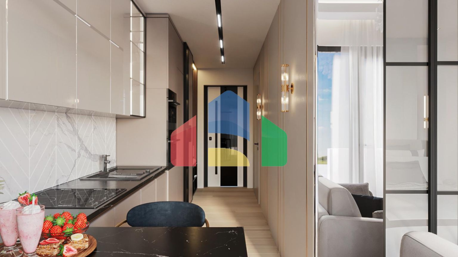 Квартира-студия в новом комплексе на Северном Кипре ( район Газиверен)