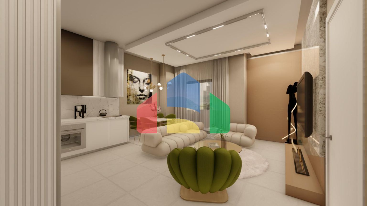 Квартира с 2 спальнями на Северном Кипре на берегу моря