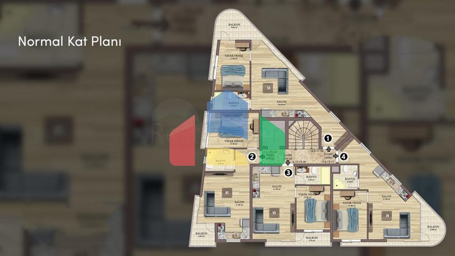 Квартиры планировки 2+1 дуплекс в микрорайоне Хурма - Анталия