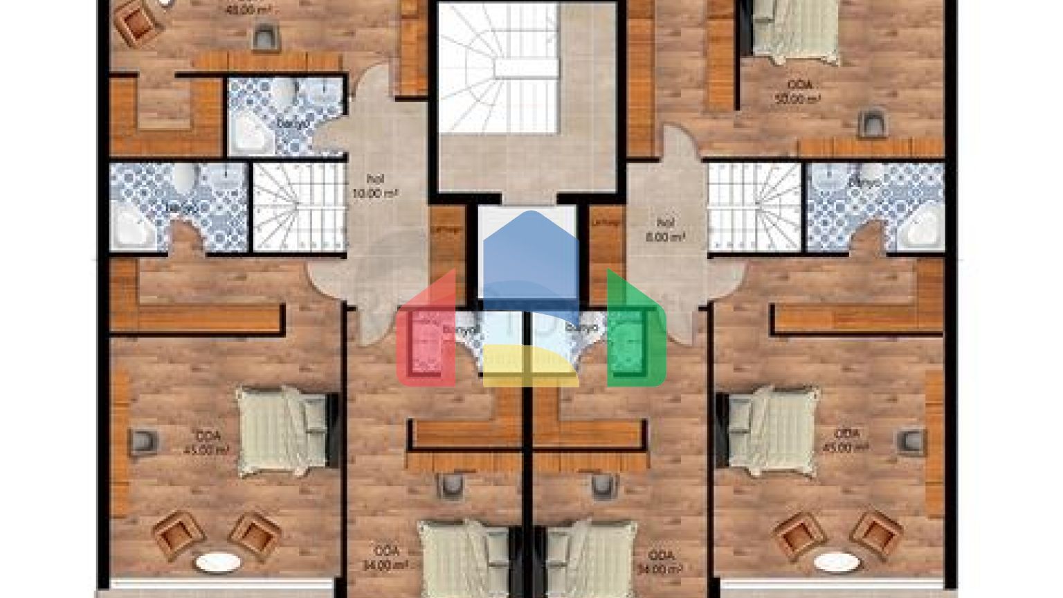 Квартиры планировки 2+1,3+1 и 4+1 дуплекс в микрорайоне Хурма - Анталия