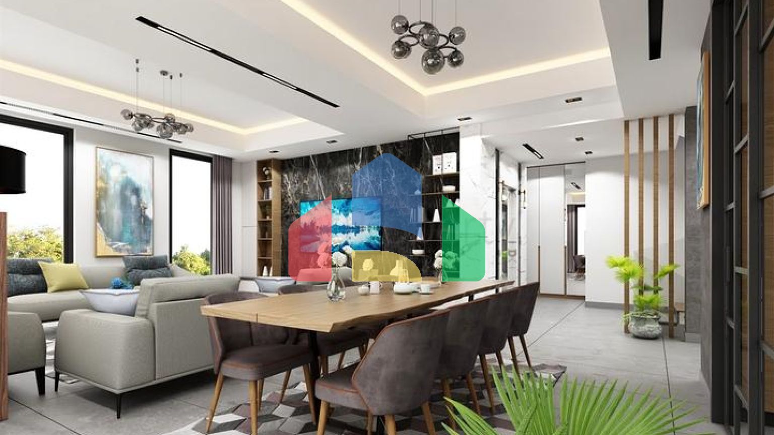 Вилла планировки 5+2 в микрорайоне Моллаюсуф - Анталия