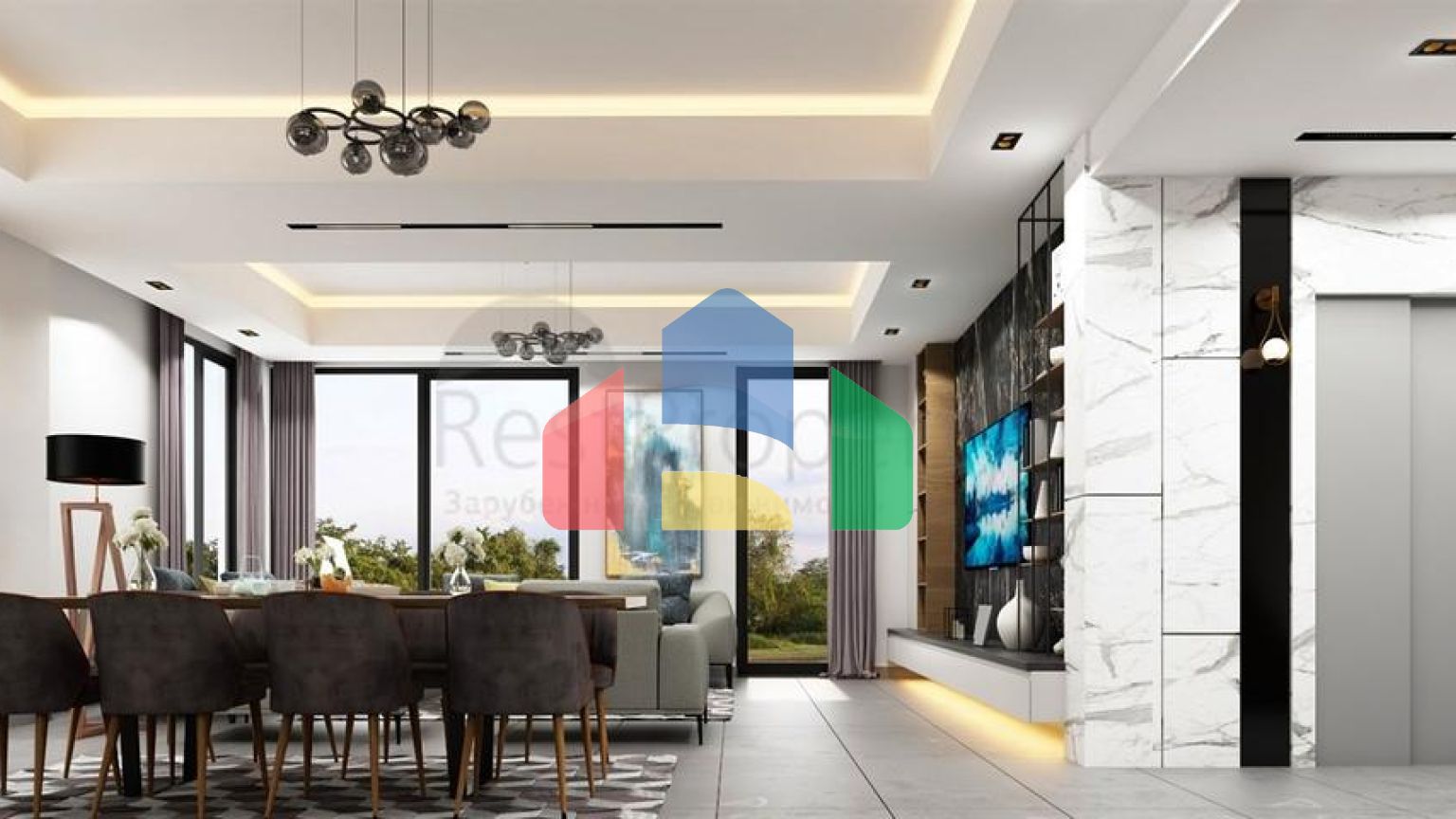 Вилла планировки 5+2 в микрорайоне Моллаюсуф - Анталия