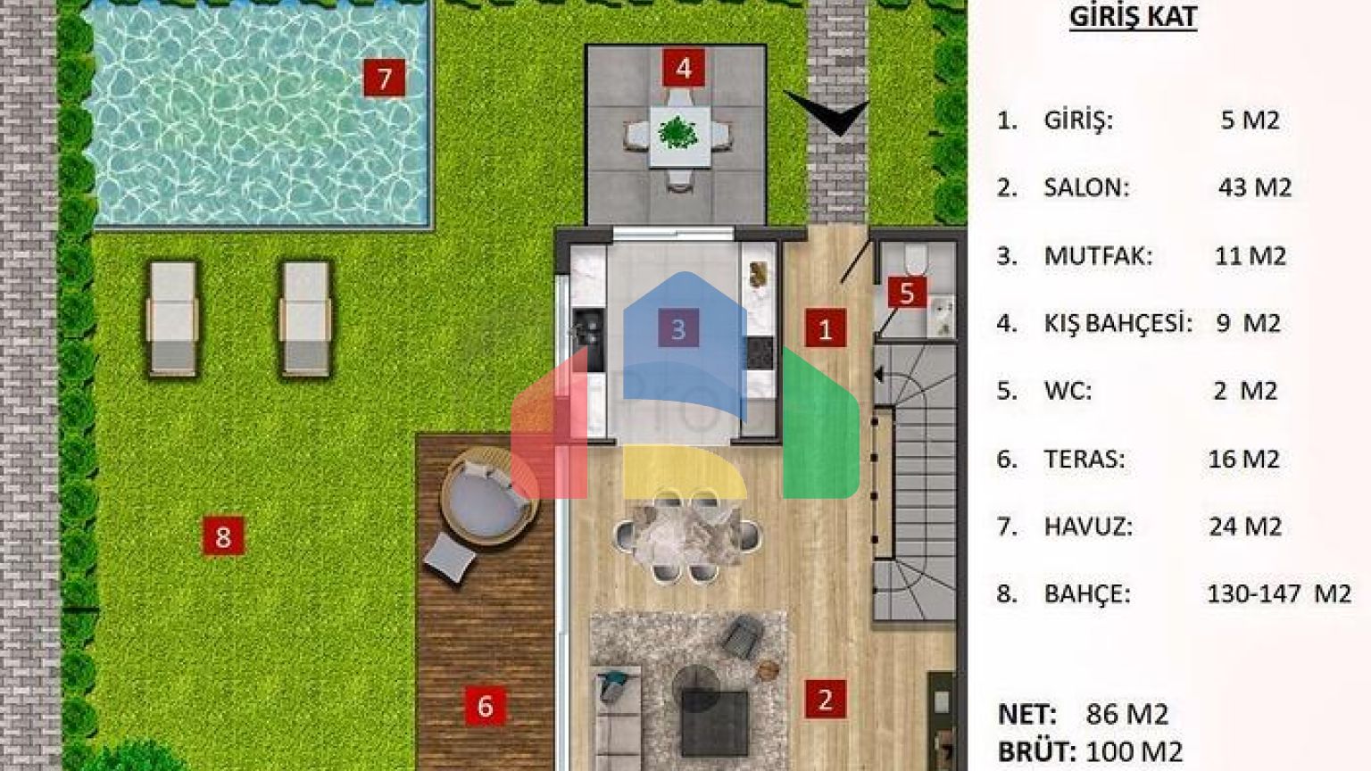Вілла просторого планування 5 + 1 в районі Молла Юсуф - Анталія