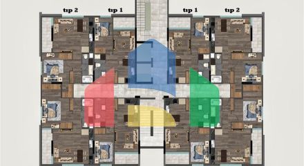 Квартири планування 2 + 1 дуплекс в мікрорайоні хурма-Анталія