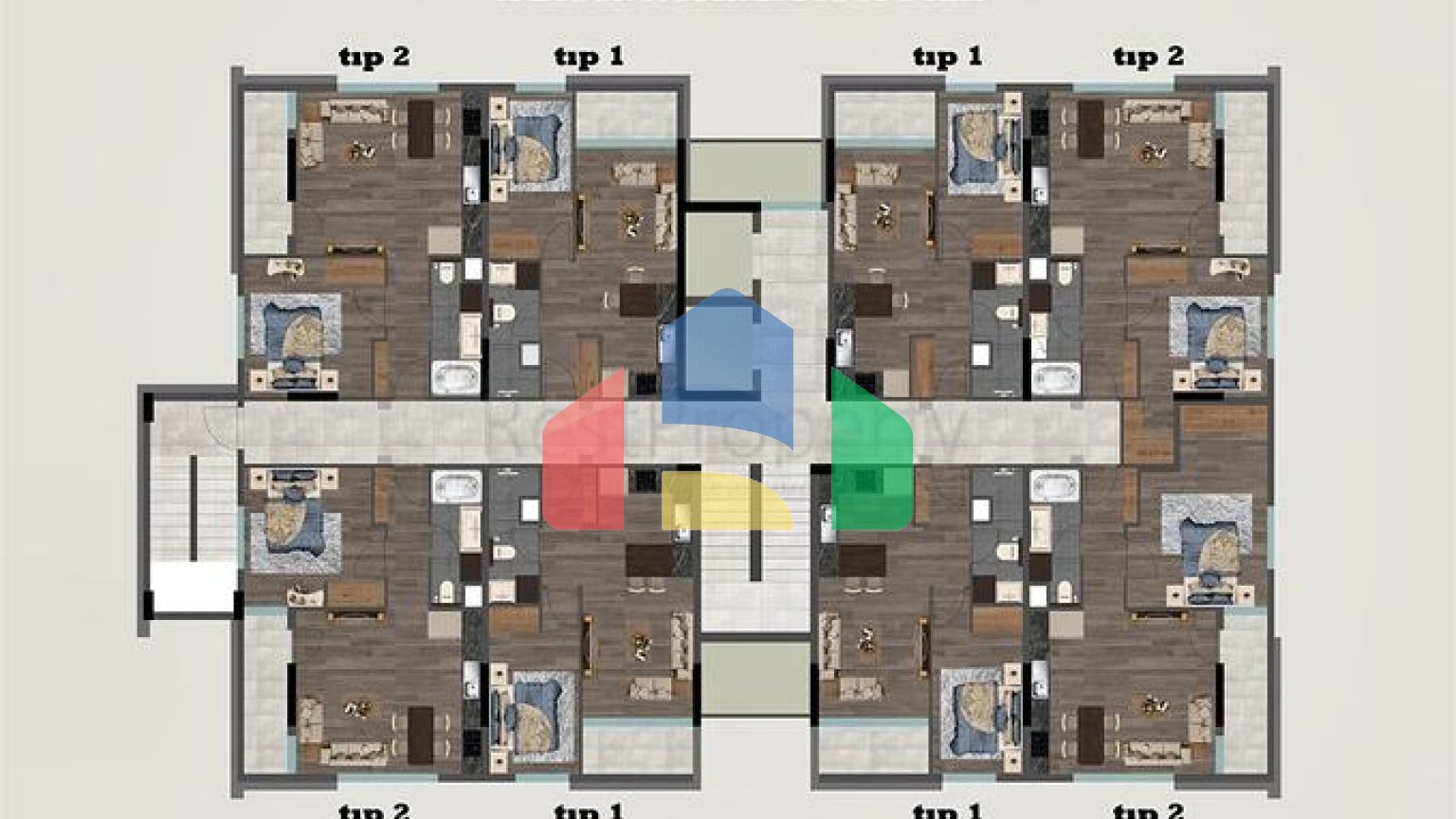 Квартири планування 2 + 1 дуплекс в мікрорайоні хурма-Анталія