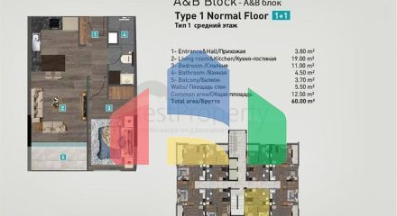 Квартири планування 2 + 1 дуплекс в мікрорайоні хурма-Анталія