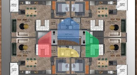 Квартиры планировки 2+1 и 3+1 в микрорайоне Ешильбахче - Анталья