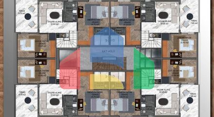 Квартиры планировки 2+1 и 3+1 в микрорайоне Ешильбахче - Анталья