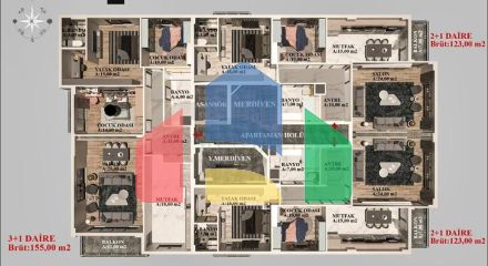 Квартири планування 2+1 , 3+1 і 4+1 в районі Кепез - Анталія