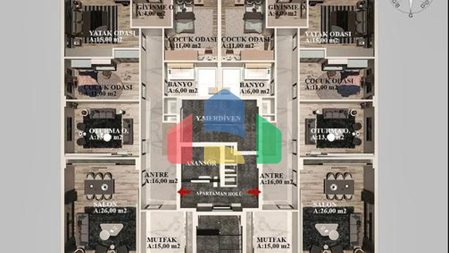 Квартири планування 2+1 , 3+1 і 4+1 в районі Кепез - Анталія