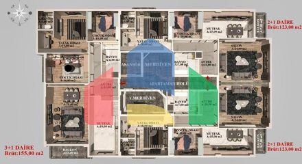 Квартири планування 2+1 , 3+1 і 4+1 в районі Кепез - Анталія