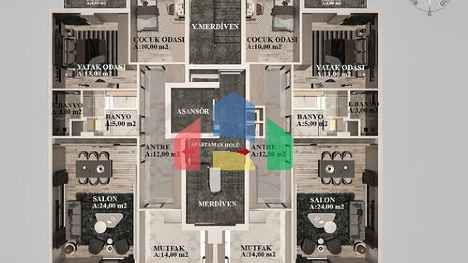 Квартири планування 2+1 , 3+1 і 4+1 в районі Кепез - Анталія