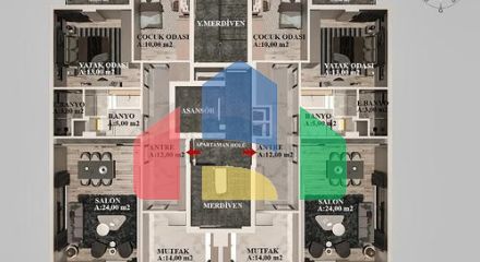 Квартири планування 2+1 , 3+1 і 4+1 в районі Кепез - Анталія
