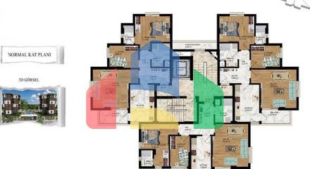 Квартири планування 1+1,2+1 в районі Кепез-Анталія
