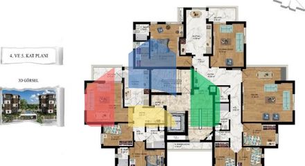 Квартири планування 1+1,2+1 в районі Кепез-Анталія