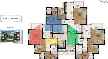 Квартири планування 1+1,2+1 в районі Кепез-Анталія