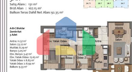 Квартиры планировки 2+1 и 3+1 в районе Кепез - Анталия