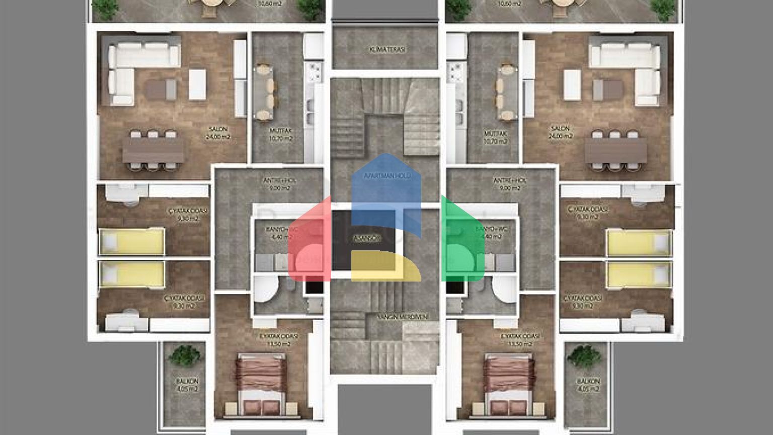 Квартиры планировки 3+1 в районе Кепез - Анталия