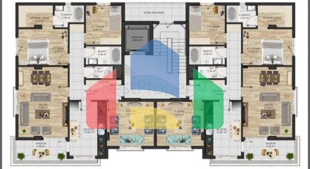 Квартиры планировки 3+1 в районе Кепез - Анталия