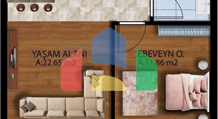 Квартира планировки 1+1 в районе Алтынташ - Анталия