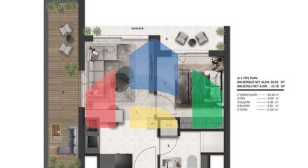 Квартиры планировки 1+1 в районе Алтынташ - Анталия